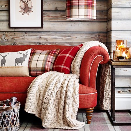 Red-Tartan-and-Chunky-Knit-Throw-Living-Room-Country-Homes-and-Interiors-Housetohome