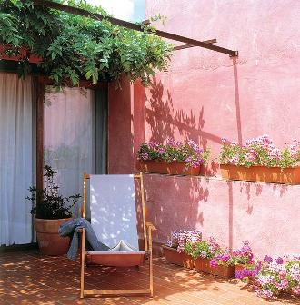 jardim parede rosa