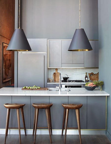smallshopbyEricaBrechtelgray-cabinets-gold-brass-trim-white-carrera-countertop-kitchen-Athena-Calderone