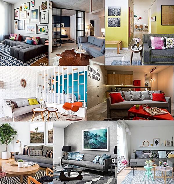 as cores de sofá mais usadas nas fotos de decoração - cinza