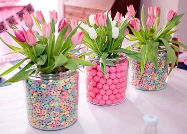 ideia para festa flores e doces