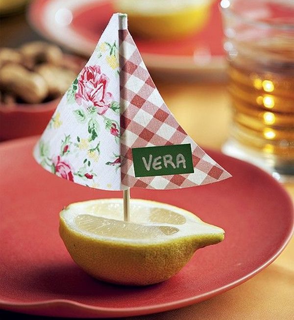 ideia para festa marcador de lugar barquinho