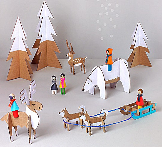 decoração de natal presépio de papelão