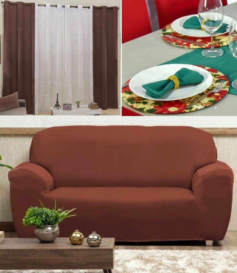 cortina mesa posta e capa de sofá