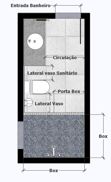 Qual a medida mínima de um box de banheiro?