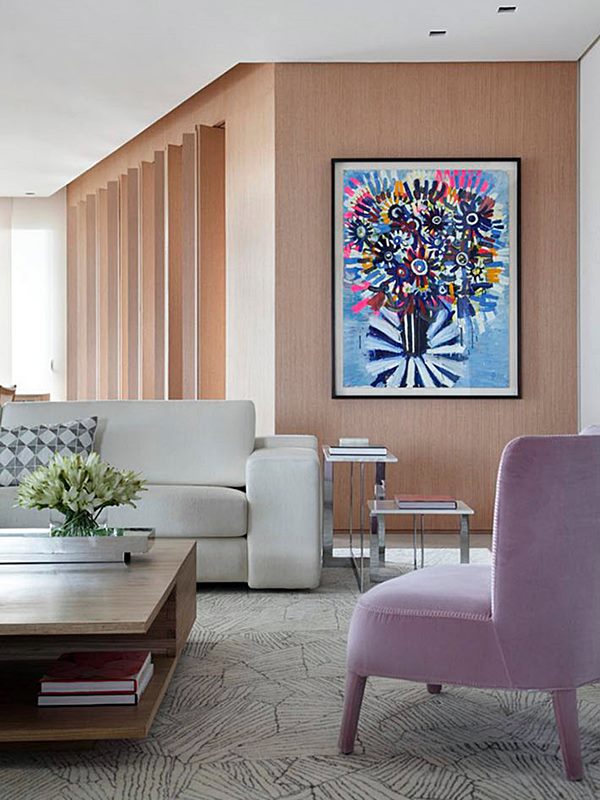 sala de estar em cores suaves